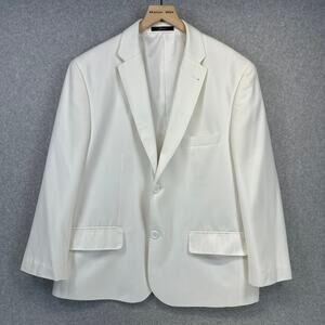 Ferrecci Blazer Jacket Mens Size 42S Snow White Polyester Blend 2-Button Pockets
